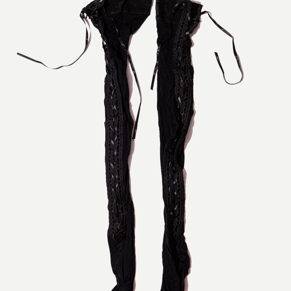 La Perla Lace Up Knee High Tights